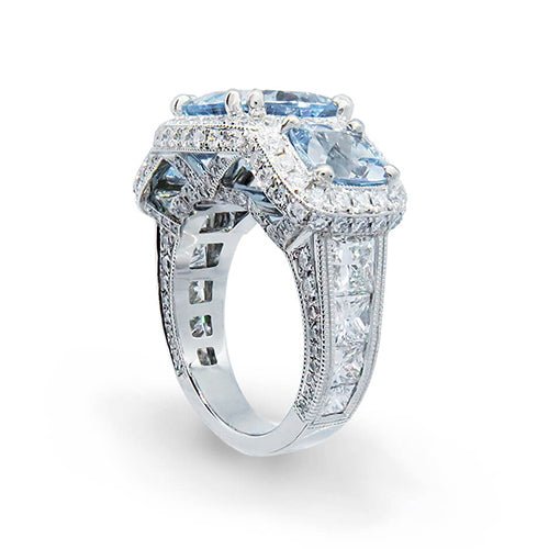 TRIOMPHE TRIPLE AQUAMARINE RING -