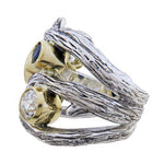 SAPPHIRE AND DIAMOND BARK TEXTURE RING -