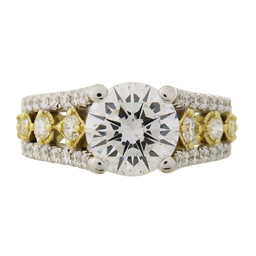 CUSTOM DIAMOND RING IN YELLOW & WHITE GOLD -