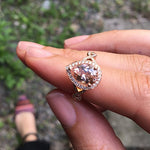 PEAR SHAPED MORGANITE IN ROSE GOLD RING - CUSTOM ENGAGEMENT RINGS