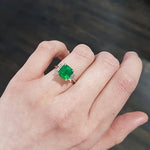 EMERALD & DIAMOND RING IN PLATINUM - ALL RINGS