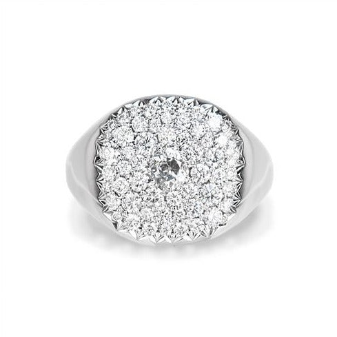 SIGNET RING WITH BRILLIANT AND OLD MINE CUT DIAMONDS - ALL RINGS