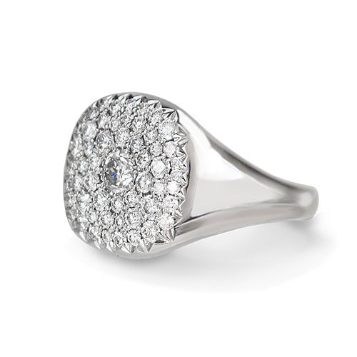 SIGNET RING WITH BRILLIANT AND OLD MINE CUT DIAMONDS - ALL RINGS