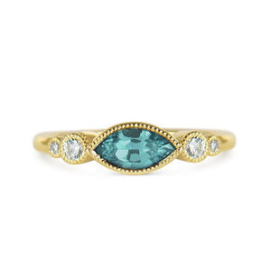 BLUE ZIRCON MARQUISE BAND IN YELLOW GOLD - ALL RINGS