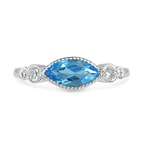 BLUE TOPAZ MARQUISE BAND IN WHITE GOLD - ALL RINGS
