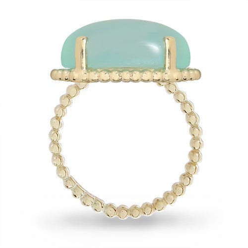 TESSA STYLE COCKTAIL RING WITH HORIZONTAL OVAL CHALCEDONY - ALL RINGS