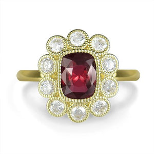 RUBY AND DIAMOND RING IN 18 KARAT YELLOW GOLD - ALL RINGS