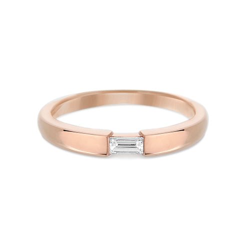 SINGLE BAGUETTE DIAMOND RING IN ROSE GOLD - ALL RINGS