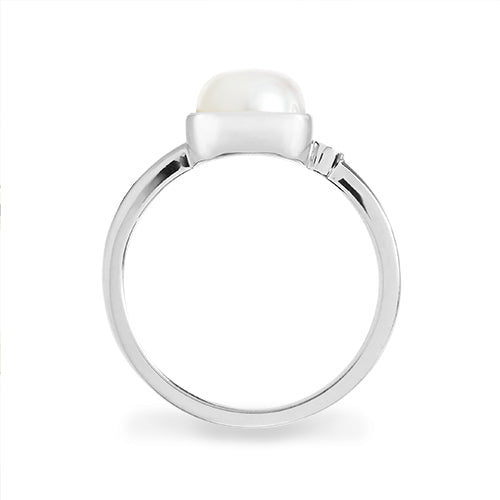 PEARL AND BLUE SAPPHIRE RING IN 14 KARAT WHITE GOLD - ALL RINGS