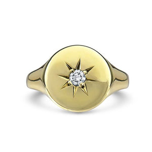 STARBURST DIAMOND SIGNET PINKY RING IN GOLD - ALL RINGS