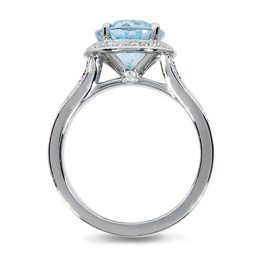 OVAL AQUAMARINE HALO RING - ALL RINGS