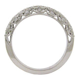SCALLOPED WEDDING BAND IN WHITE GOLD WITH ROUND DIAMONDS - ANNIVERSARY & CELEBRATION RINGS