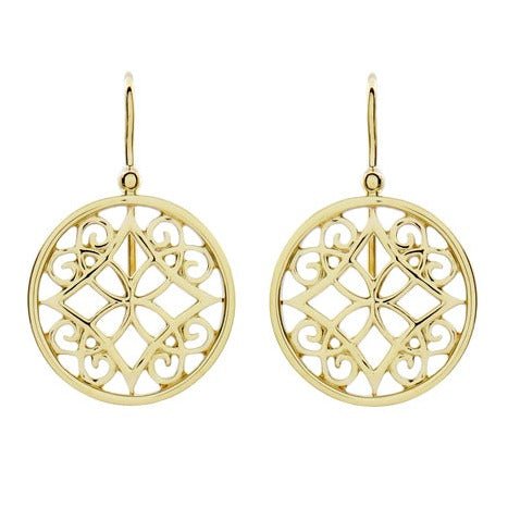 FILIGREE MEDIUM DROP EARRINGS IN 14 KARAT YELLOW GOLD - EARRINGS