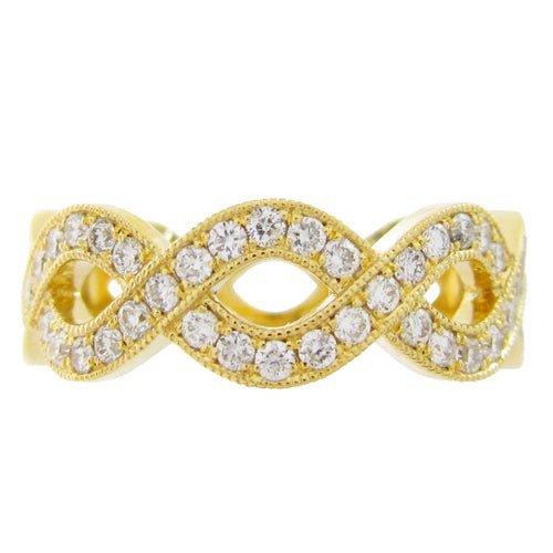 WEAVE BAND IN YELLOW GOLD WITH DIAMONDS - ANNIVERSARY & CELEBRATION RINGS