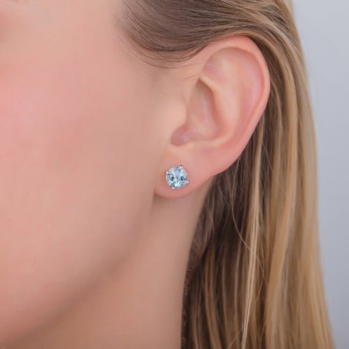 BELLA AQUAMARINE STUD EARRINGS IN WHITE GOLD - EARRINGS