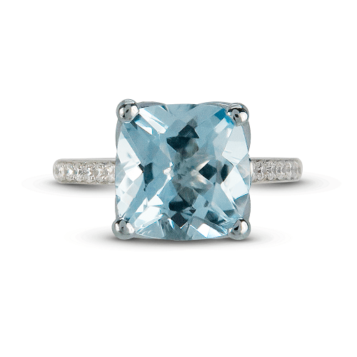 BLOSSOM AQUAMARINE AND DIAMOND RING IN PLATINUM - ALL RINGS