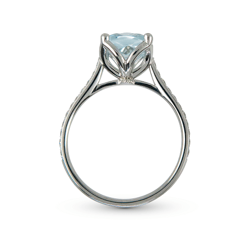 BLOSSOM AQUAMARINE AND DIAMOND RING IN PLATINUM - ALL RINGS