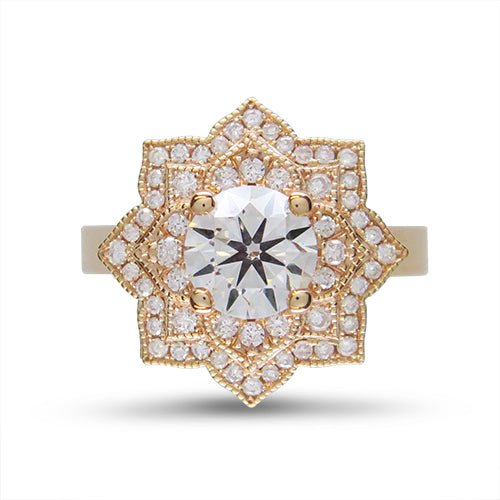 LOTUS RING WITH DIAMONDS IN ROSE GOLD - ALL ENGAGEMENT RINGS