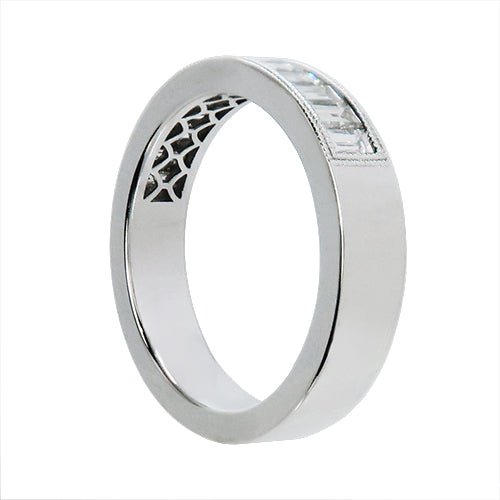 DECO WEDDING BAND IN WHITE GOLD WITH VERTICAL BAGUETTE DIAMONDS - ANNIVERSARY & CELEBRATION RINGS