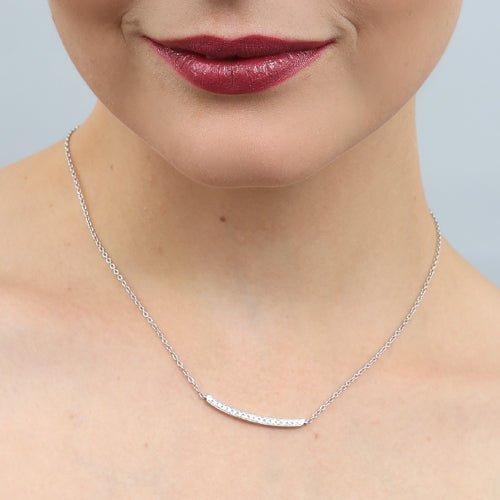 DIAMOND BAR NECKLACE IN WHITE GOLD - NECKLACES