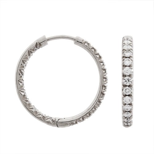 INSIDE OUT DIAMOND HOOP EARRINGS MEDIUM IN WHITE GOLD - EARRINGS