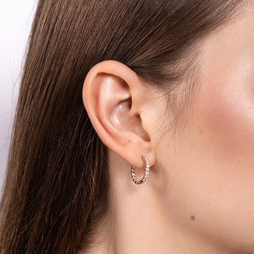INSIDE OUT DIAMOND HOOP EARRINGS SMALL IN ROSE GOLD - EARRINGS