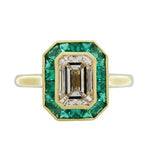 EMERALD CUT DIAMOND WITH EMERALD HALO - ALL RINGS