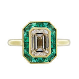 EMERALD CUT DIAMOND WITH EMERALD HALO - ALL RINGS