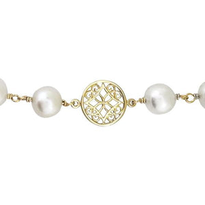 FILIGREE BLOSSOM PEARL NECKLACE IN YELLOW GOLD - NECKLACES