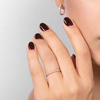 DELICATE DIAMOND WEDDING BAND WITH HALF ETERNITY IN ROSE GOLD -