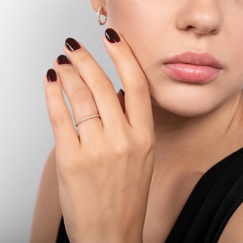 DELICATE DIAMOND WEDDING BAND WITH FULL ETERNITY IN ROSE GOLD -