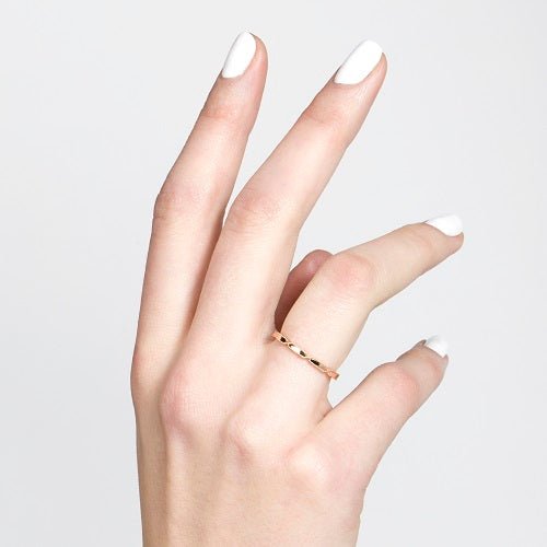 GRAPHITE TWIST WEDDING BAND IN ROSE GOLD - ALL RINGS