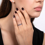 JUBILEE WEDDING RING IN WHITE GOLD WITH BLUE SAPPHIRES - ALL RINGS