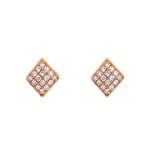 TINY FLAME STUD EARRINGS IN ROSE GOLD WITH DIAMONDS - EARRINGS