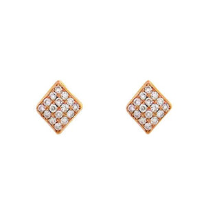 TINY FLAME STUD EARRINGS IN ROSE GOLD WITH DIAMONDS - EARRINGS