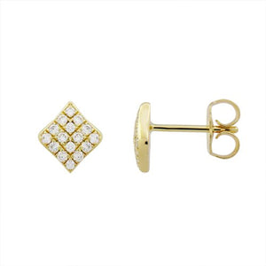 TINY FLAME STUD EARRINGS IN YELLOW GOLD WITH DIAMONDS - EARRINGS