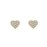 MINI HEART DIAMOND STUDS IN YELLOW GOLD - EARRINGS