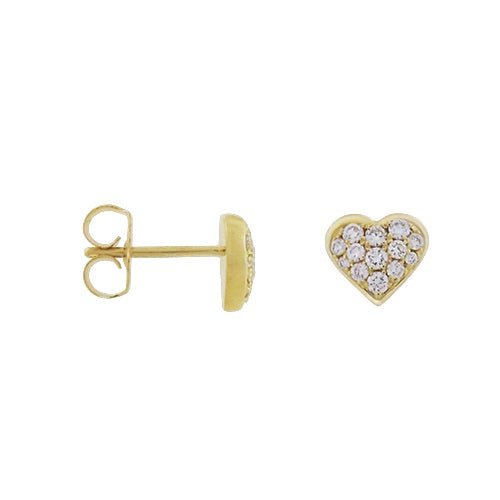 MINI HEART DIAMOND STUDS IN YELLOW GOLD - EARRINGS