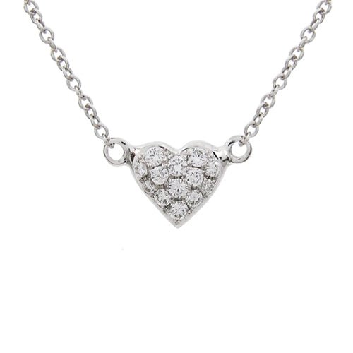 MINI HEART DIAMOND PENDANT IN WHITE GOLD - NECKLACES