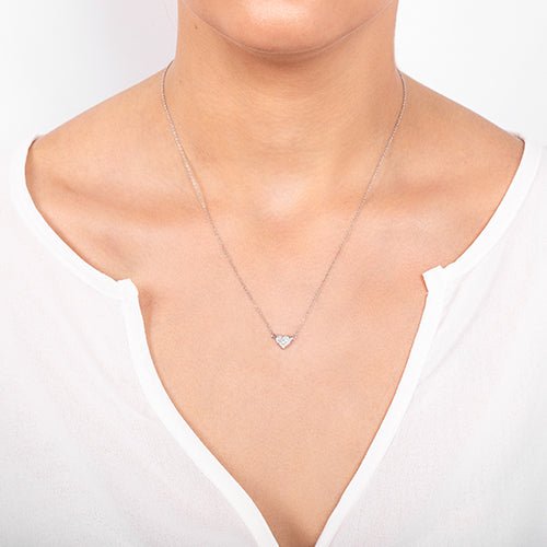 MINI HEART DIAMOND PENDANT IN WHITE GOLD - NECKLACES