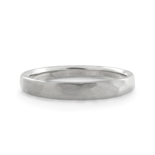 NARROW FORGED WEDDING BAND IN MATTE WHITE GOLD - ALL RINGS