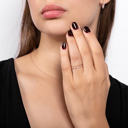NAVETTE DIAMOND RING IN ROSE GOLD - ALL RINGS