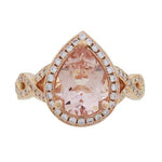 PEAR SHAPED MORGANITE IN ROSE GOLD RING - CUSTOM ENGAGEMENT RINGS