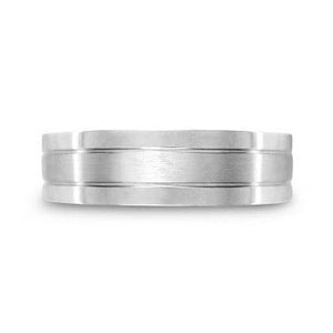 PLATINUM FLAT TOP BAND WITH CONTRASTING FINISHES - ALL WEDDING BANDS