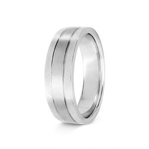 PLATINUM FLAT TOP BAND WITH CONTRASTING FINISHES - ALL WEDDING BANDS