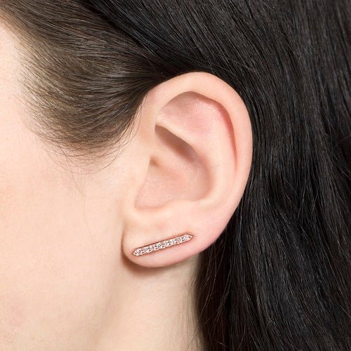 GRAPHITE DIAMOND EAR CLIMBER EARRINGS IN ROSE GOLD - EARRINGS