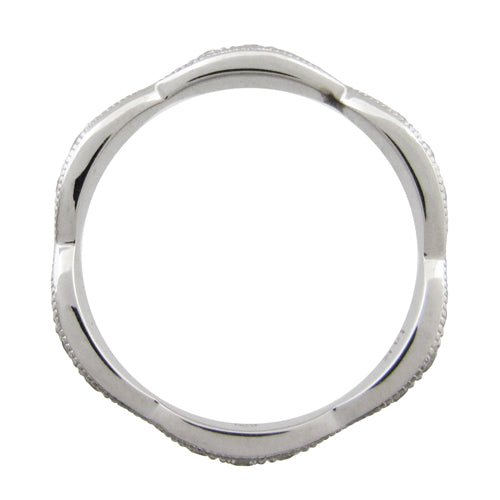 RIBBON WEDDING BAND IN WHITE GOLD WITH PAVÉ DIAMONDS - ANNIVERSARY & CELEBRATION RINGS