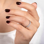 SCALLOPED WEDDING BAND IN WHITE GOLD WITH ROUND DIAMONDS - ANNIVERSARY & CELEBRATION RINGS