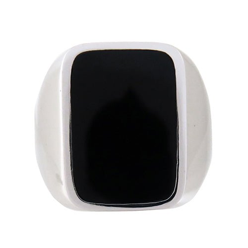 SIGNET RING IN WHITE GOLD WITH ONYX - ANNIVERSARY & CELEBRATION RINGS