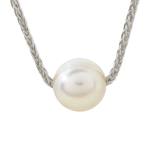 SINGLE AKOYA PEARL NECKLACE WITH WHITE GOLD CHAIN - NECKLACES